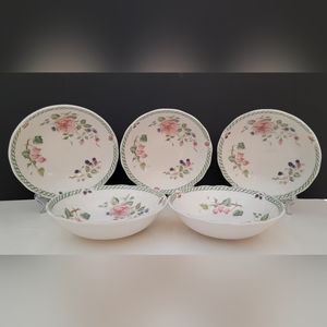 Royal Doulton Victorian Garden Fluted Edge Soup/Cereal Bowls Set of 5, TC1176